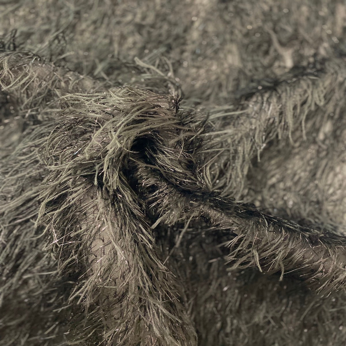 Metallic Faux Fur Tinsel Ostrich Feather Fabric | Spandex Palace