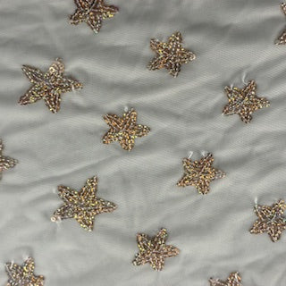 4 Way Polyester Spandex Power Mesh Star Fish Sequins | Spandex Palace Ivory Gold