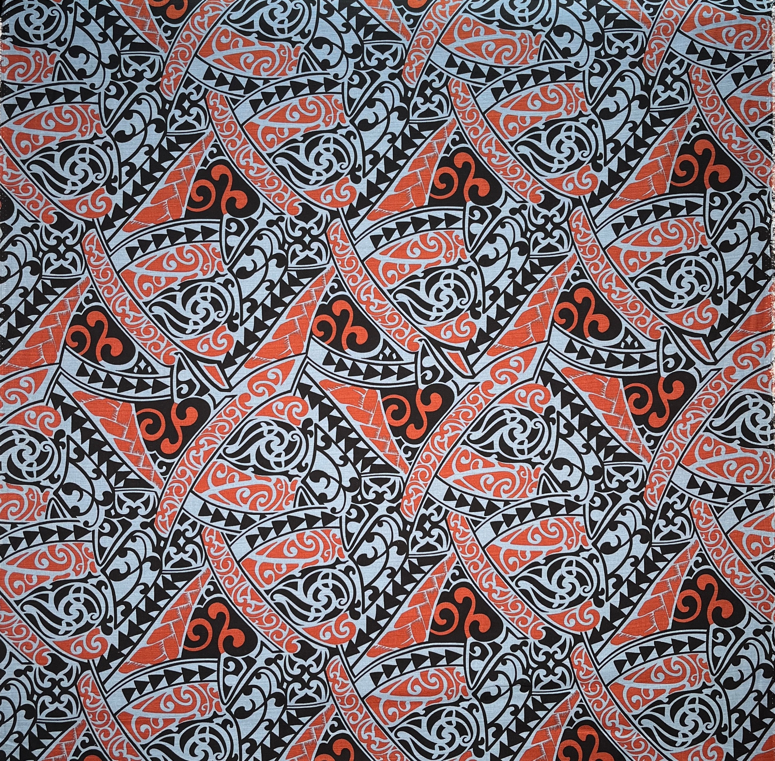 Polynesian Tribal Triangle formation design Fabric | Light Barkcloth | Spandex Palace