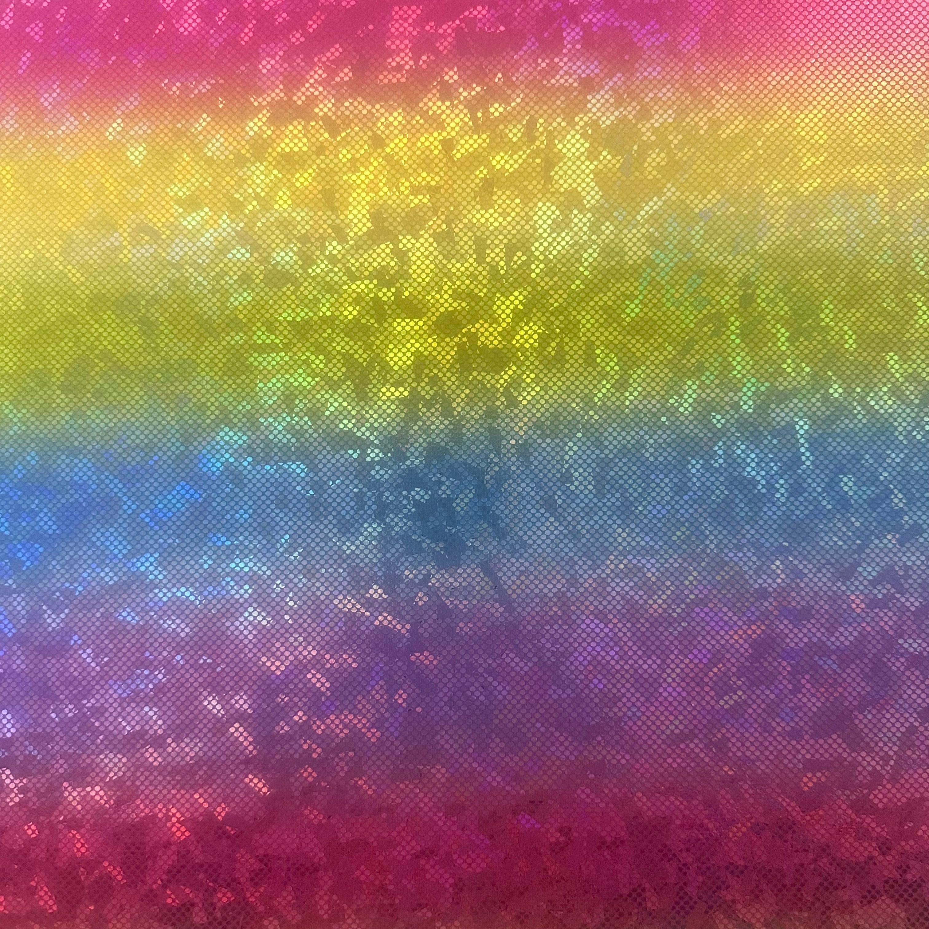 Rainbow Shattered Glass Hologram Foil Stretchy Fabric