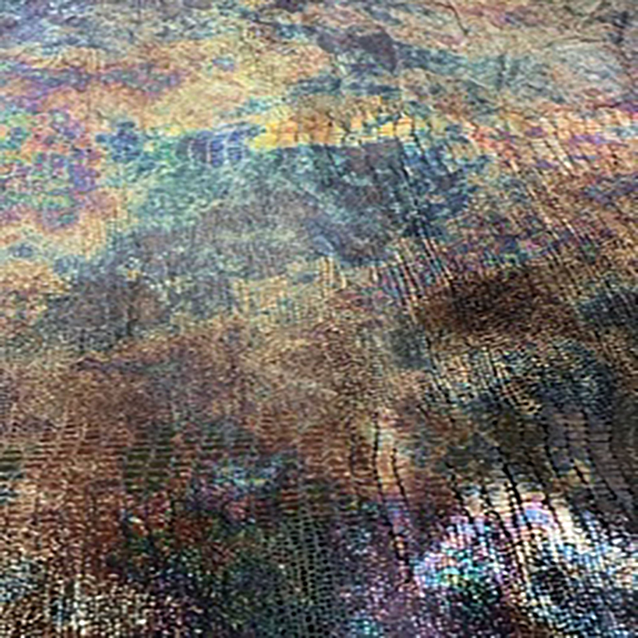 Stretch Tie Dye Lizard Skin Velvet Multi Foil Fabric | Spandex Fabric Royal Navy