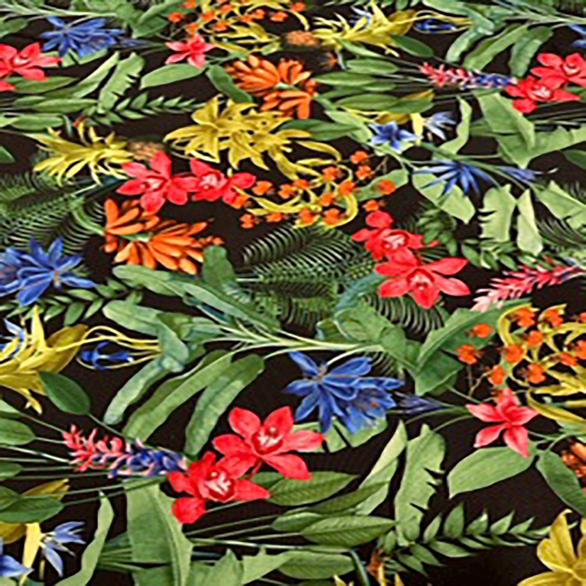4 Way Polyester Spandex Paradise Paper Print Fabric | Spandex Palace Green