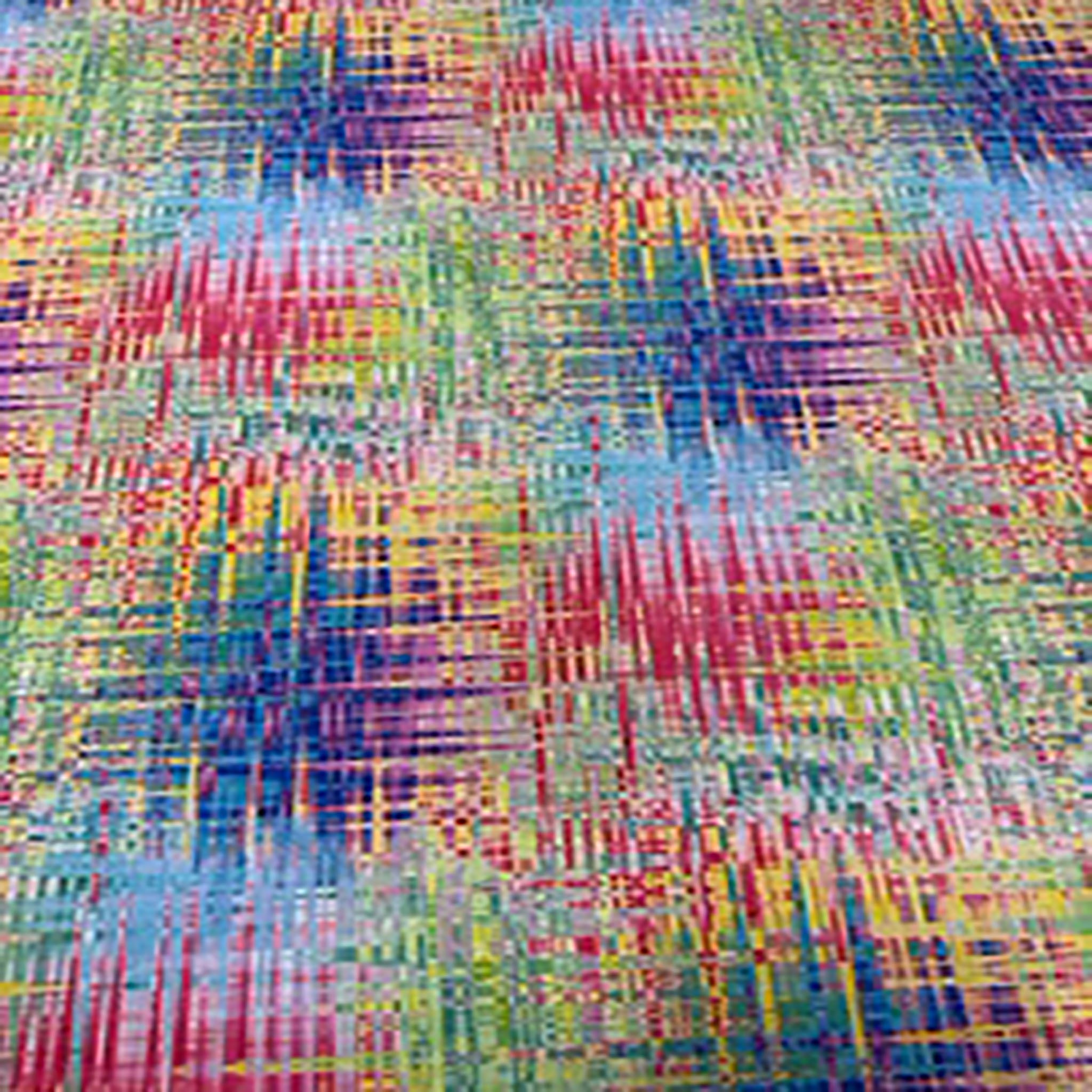 4 Way Stretch Polyester Spandex Multi Patch Paper Print Fabric | Spandex Palace Multi Color