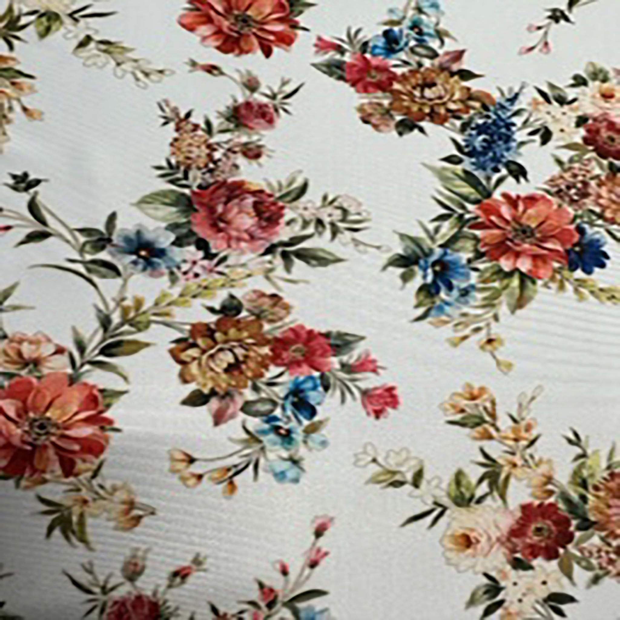 Stretch Polyester Spandex Spring Time Paper Print Fabric | Spandex Palace  White Base