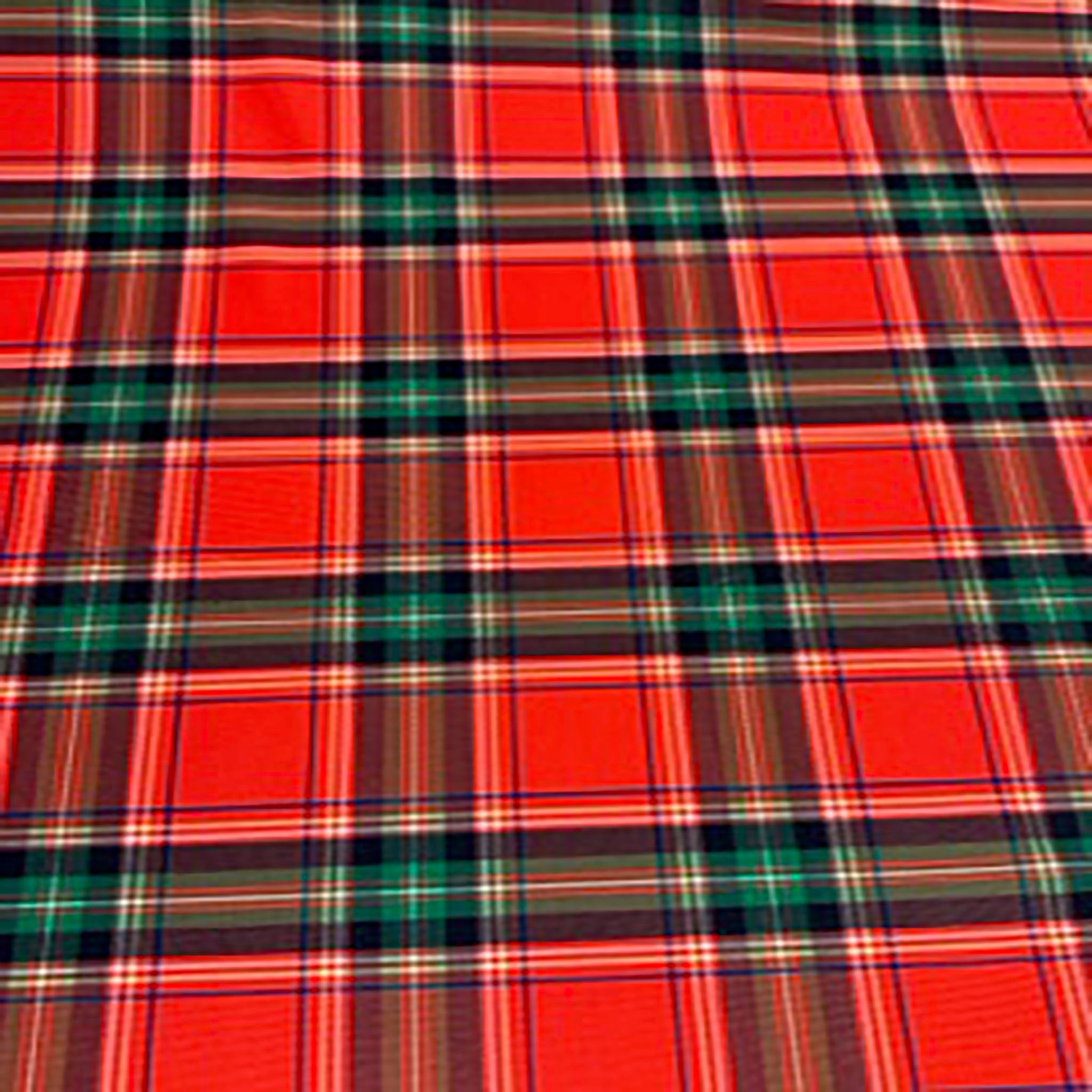 4 Way Polyester Spandex Scottish Plaid Paper Print Fabric | Spandex Palace Red Green
