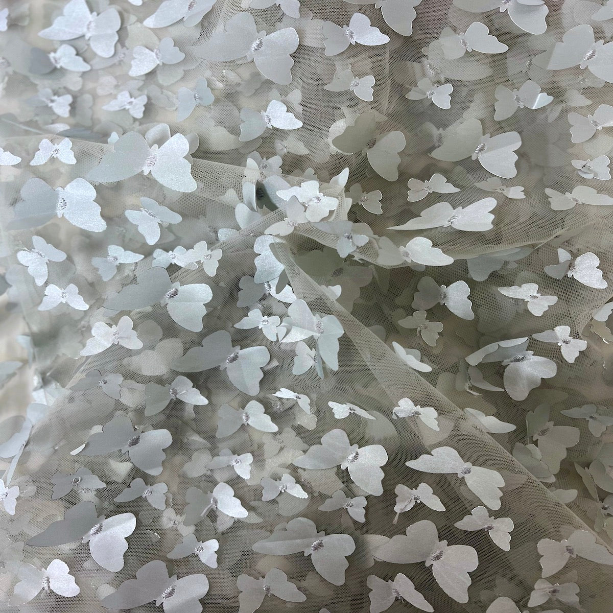 3D Butterfly Embroidered Satin Lace Fabric | Spandex Palace
