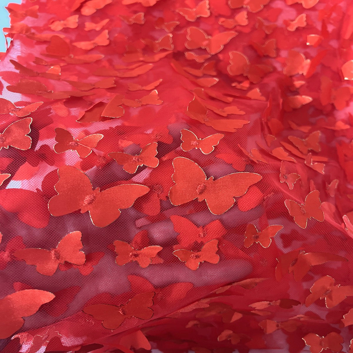 3D Butterfly Embroidered Satin Lace Fabric | Spandex Palace