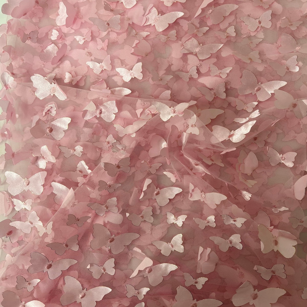 3D Butterfly Embroidered Satin Lace Fabric | Spandex Palace
