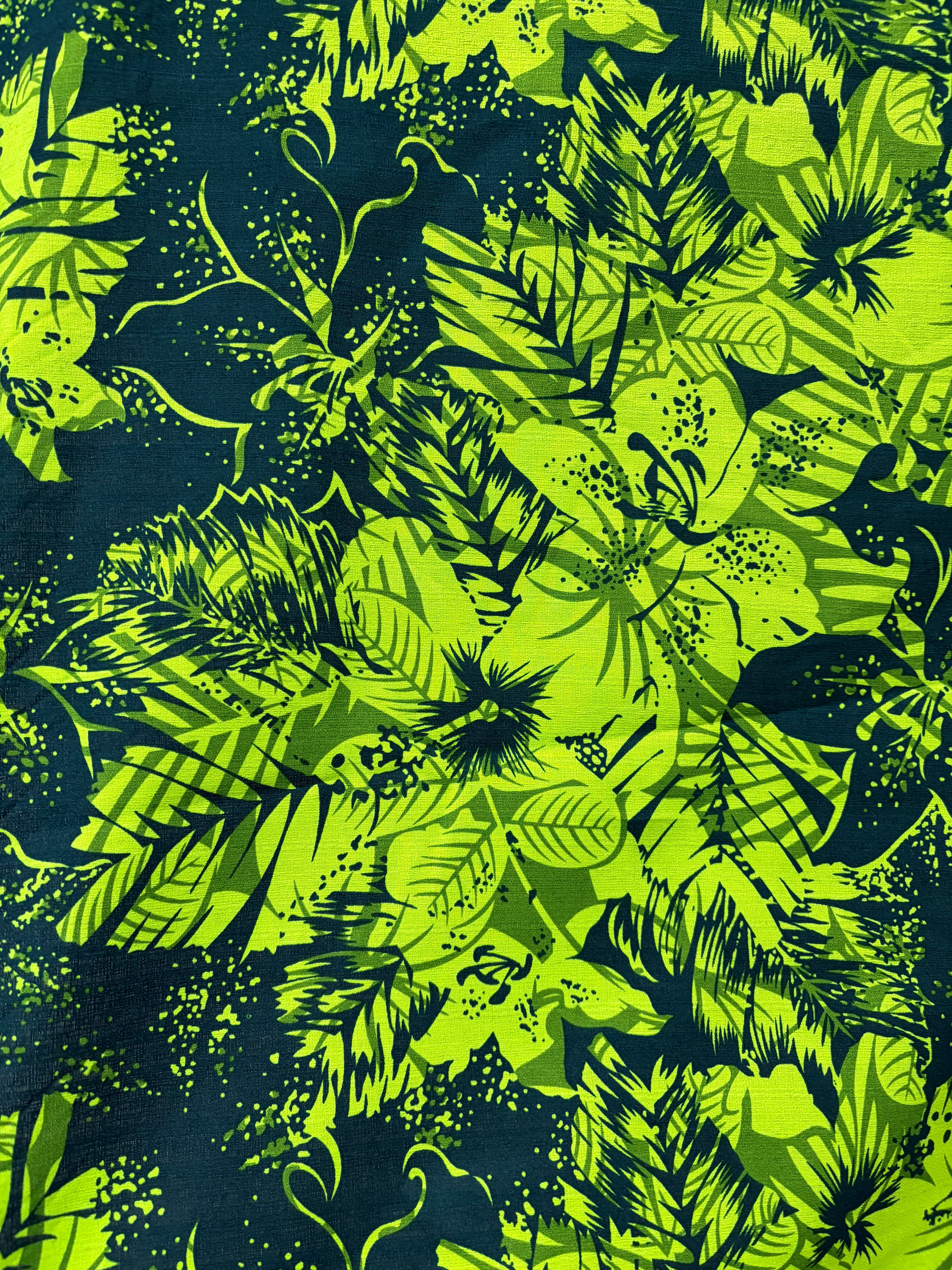 Hibiscus Plumeria Tropical Leaves Cotton Light Barkcloth Fabric | Islands Fabric