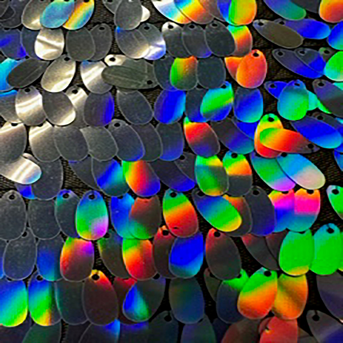 Polyester Mesh with Oval Dangling Sequins | Spandex Palace Silver