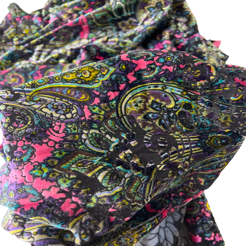 Sur Multicolor Burnout Stretch Velvet Fabric | Spandex Palace