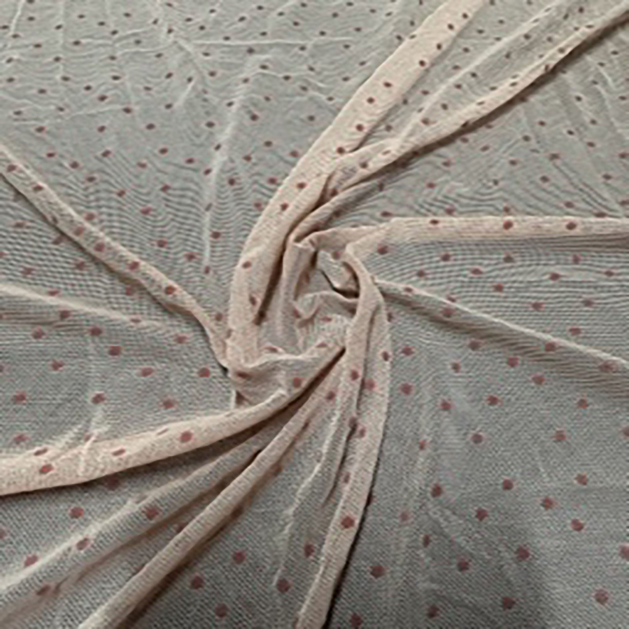 2 Way Polyester Spandex Random Flocked Mesh Fabric | Spandex Palace Champagne