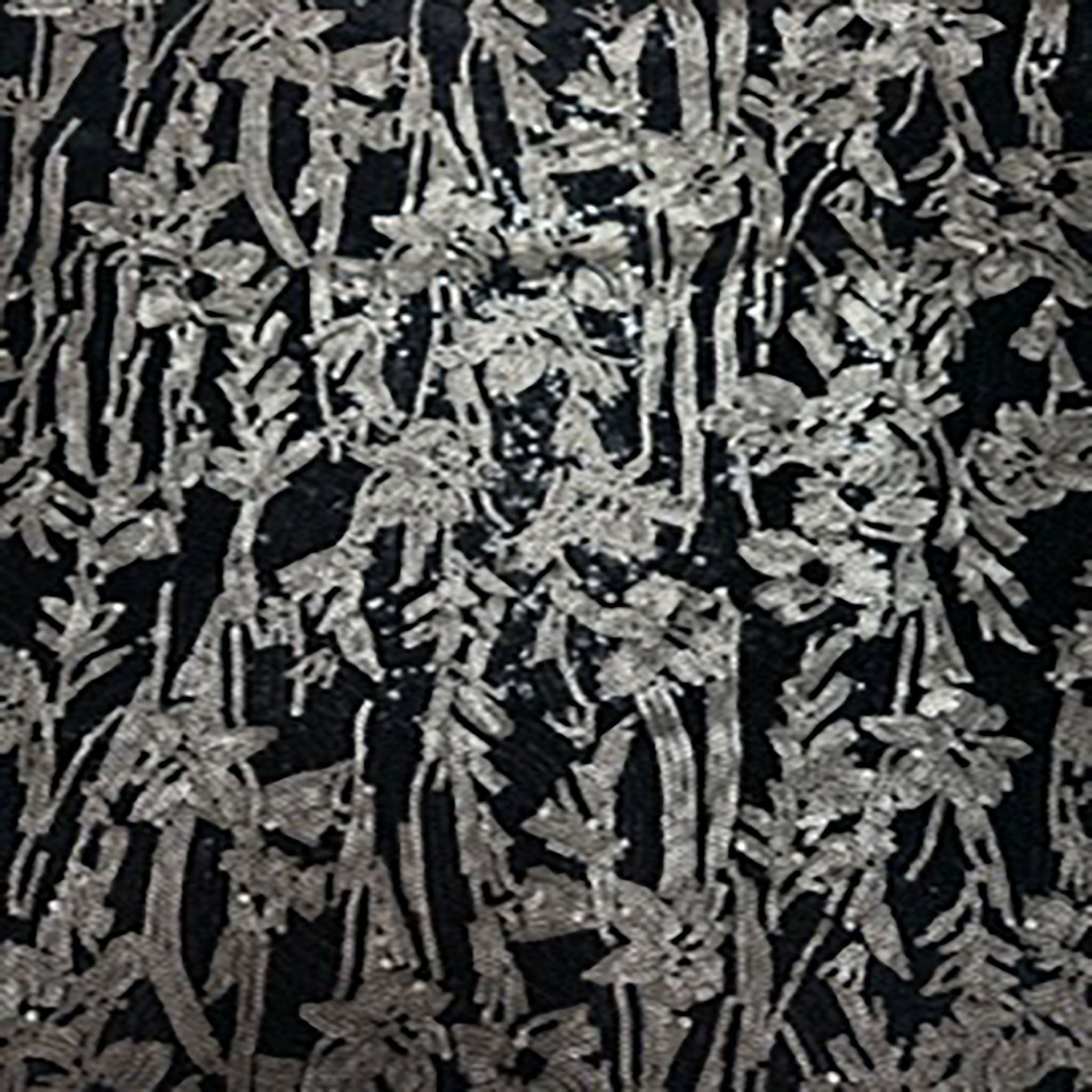 Embroider Two Tone All Over Mini Sequin on Polyester Mesh| Spandex Palace Black Charcoal