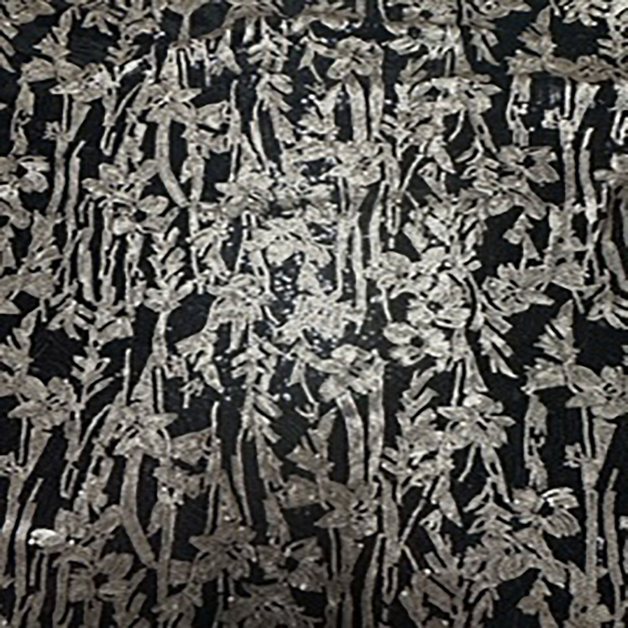 Embroider Two Tone All Over Mini Sequin on Polyester Mesh| Spandex Palace Black  Charcoal