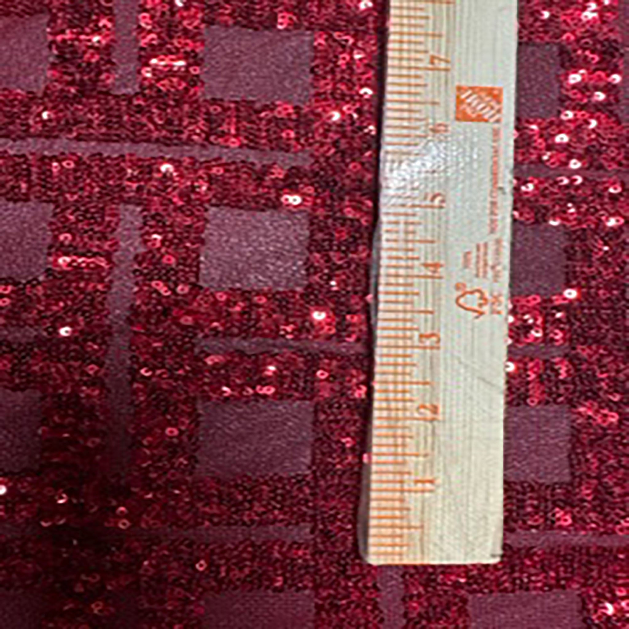 Embroidery Polyester Square Design  Round Sequins On Mesh Fabric | Spandex Palace Red