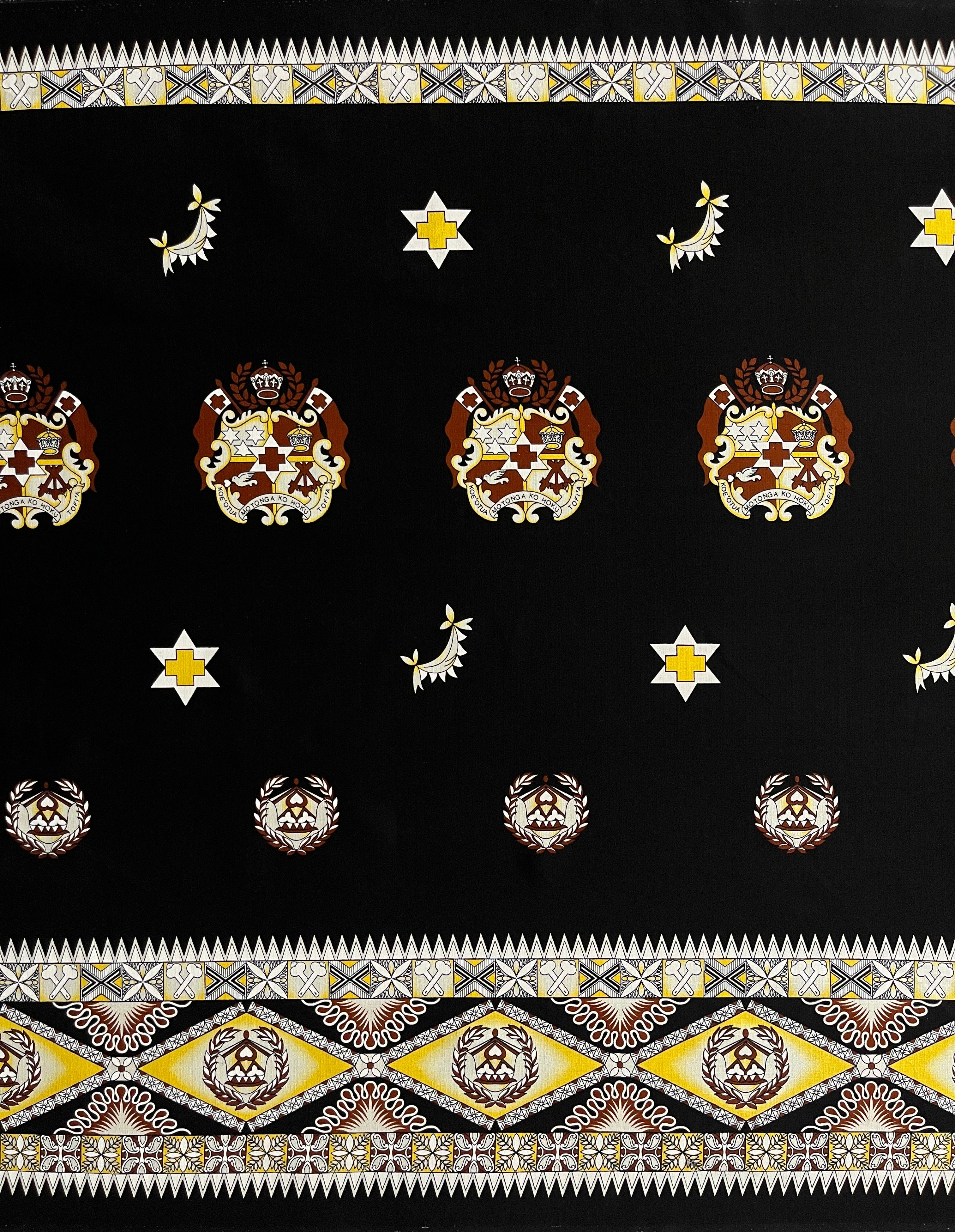 Tonga Seal Double Border Light Barkcloth | Islands Fabric | Spandex Palace