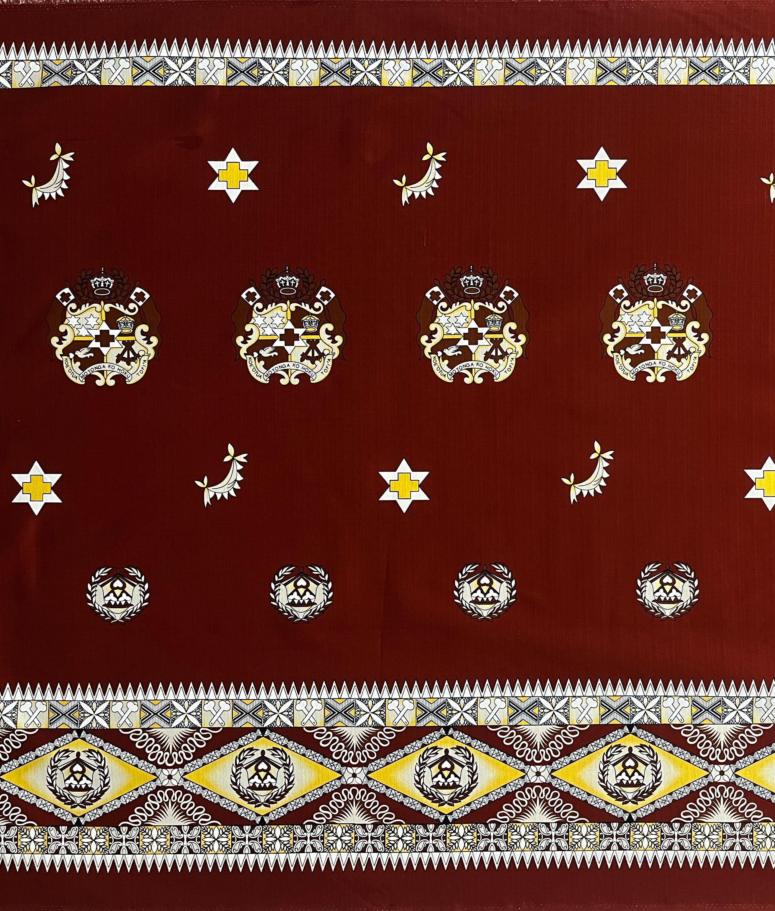 Tonga Seal Double Border Light Barkcloth | Islands Fabric | Spandex Palace