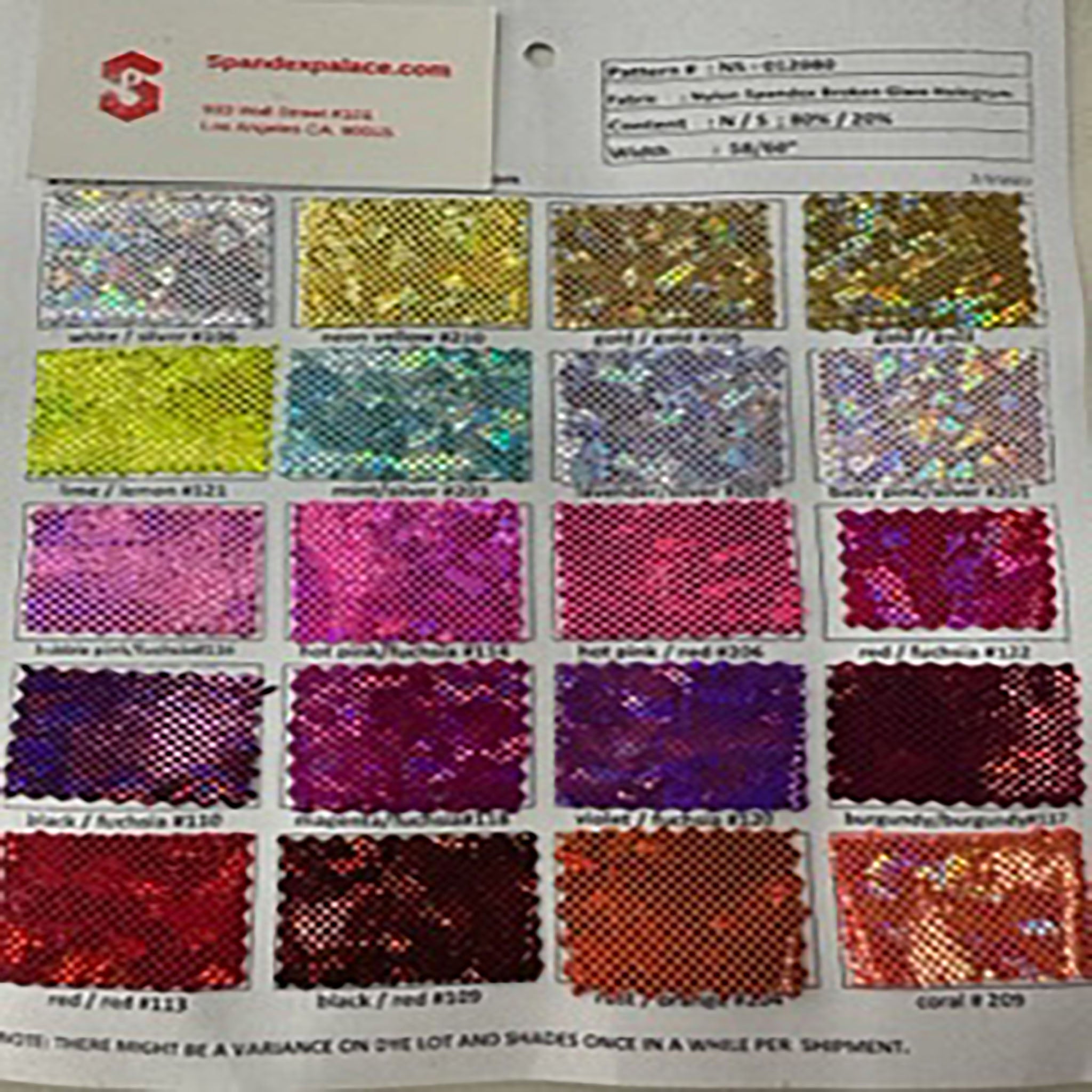 4 Way Stretch Nylon Spandex Broken Glass Color Card | Spandex Palace page1