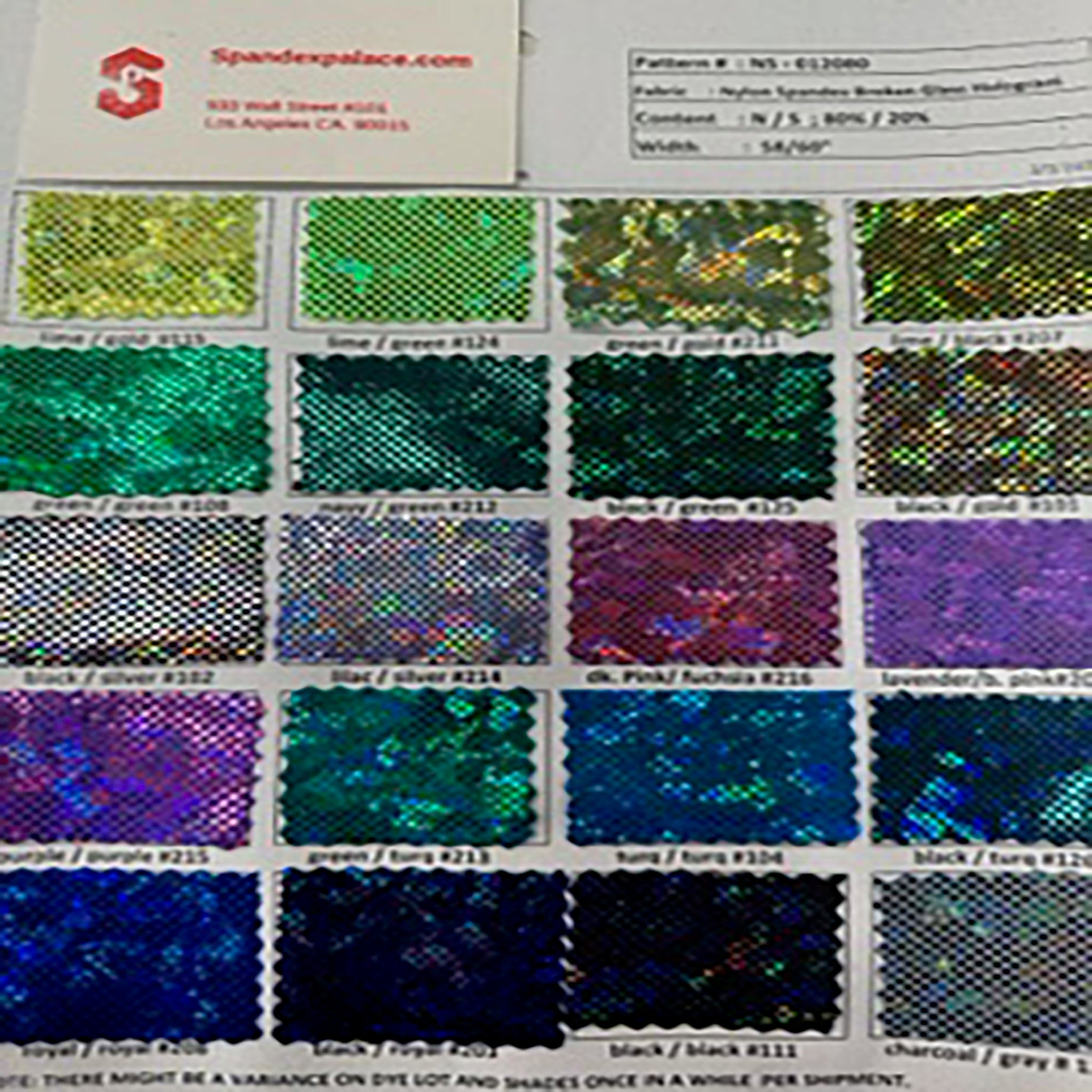 4 Way Stretch Nylon Spandex Broken Glass Color Card | Spandex Palace page 2