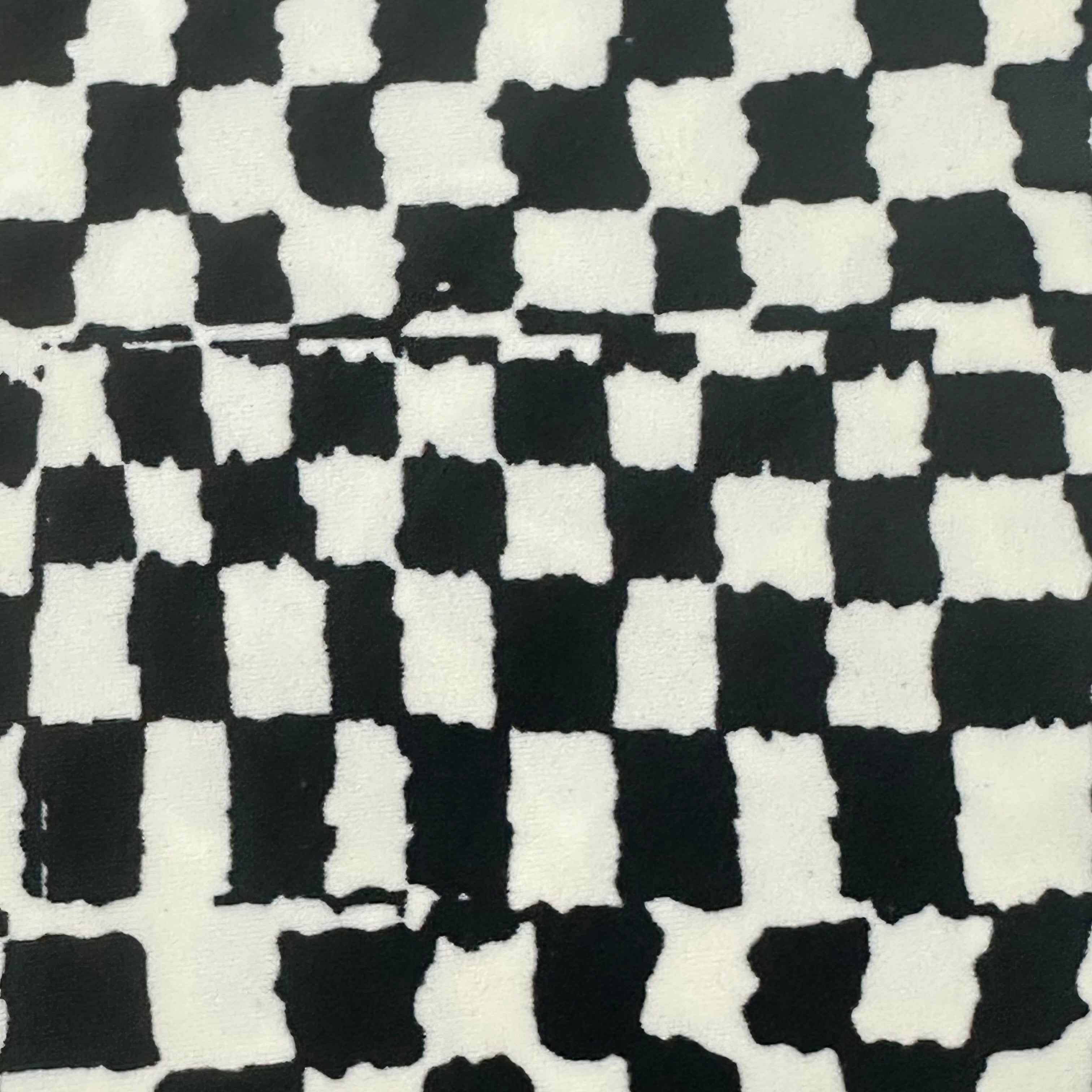 Black and White Checkered 4 Way Polyester Spandex Tricot Fabric | Spandex palace