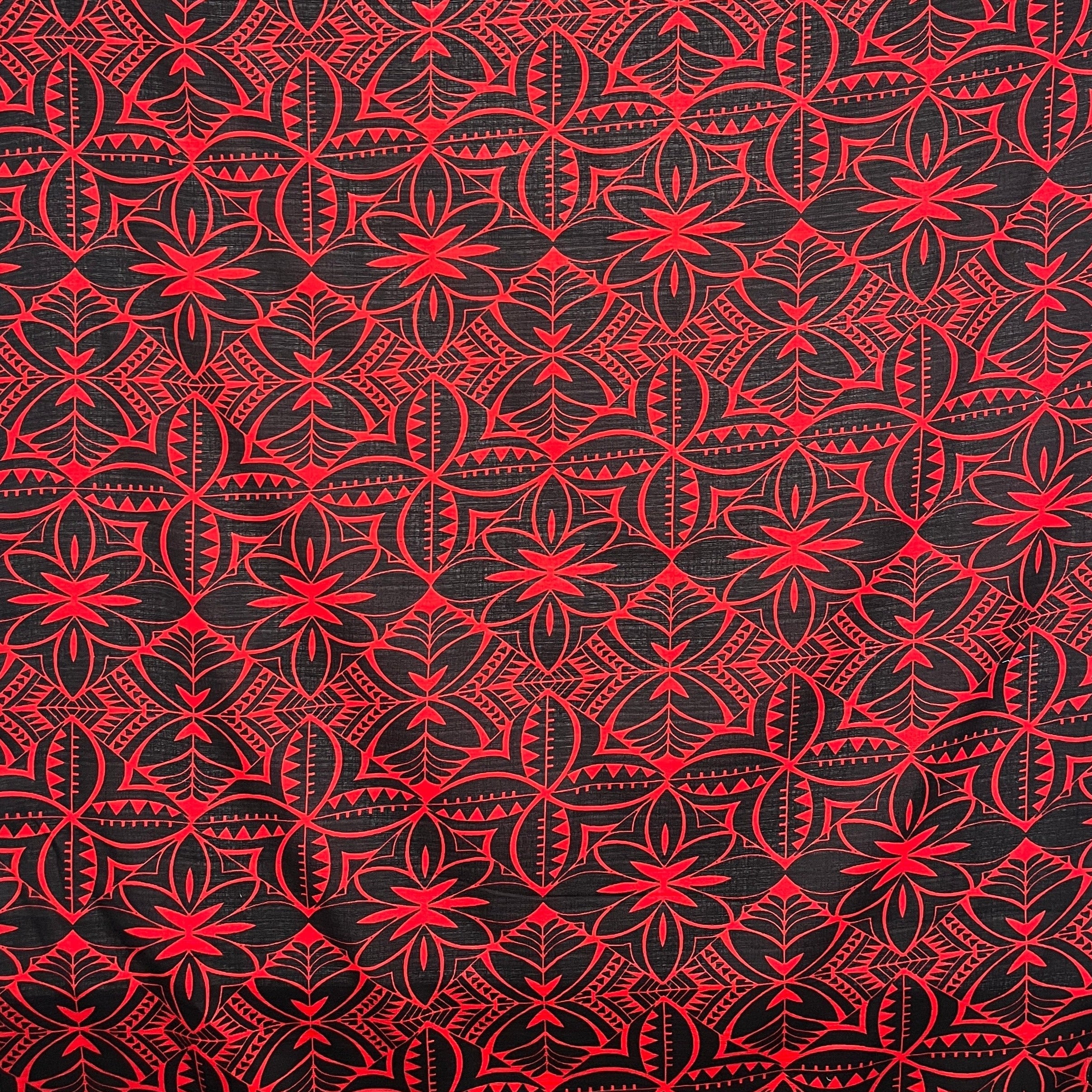 Traditional Polynesian Geometric Design Fabric| Light Barkcloth | Spandex Fabric