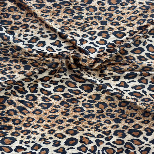 Leopard Print Stretch Velvet Fabric