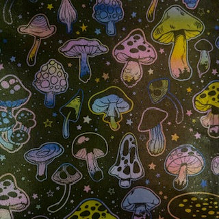 4-Way Stretch Mushroom Digital Print Spandex Tricot | Spandex Palace Olive