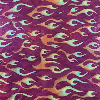 Flame Foggy Foil Stretch Poly Spandex Digital Print  Fabric | Spandex Palace Red