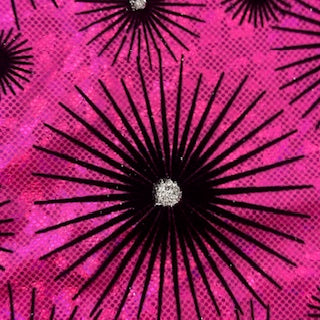 Dazzling Star Stretchy Flocked Hologram Spandex Fabric | Spandex Palace Hot Pink