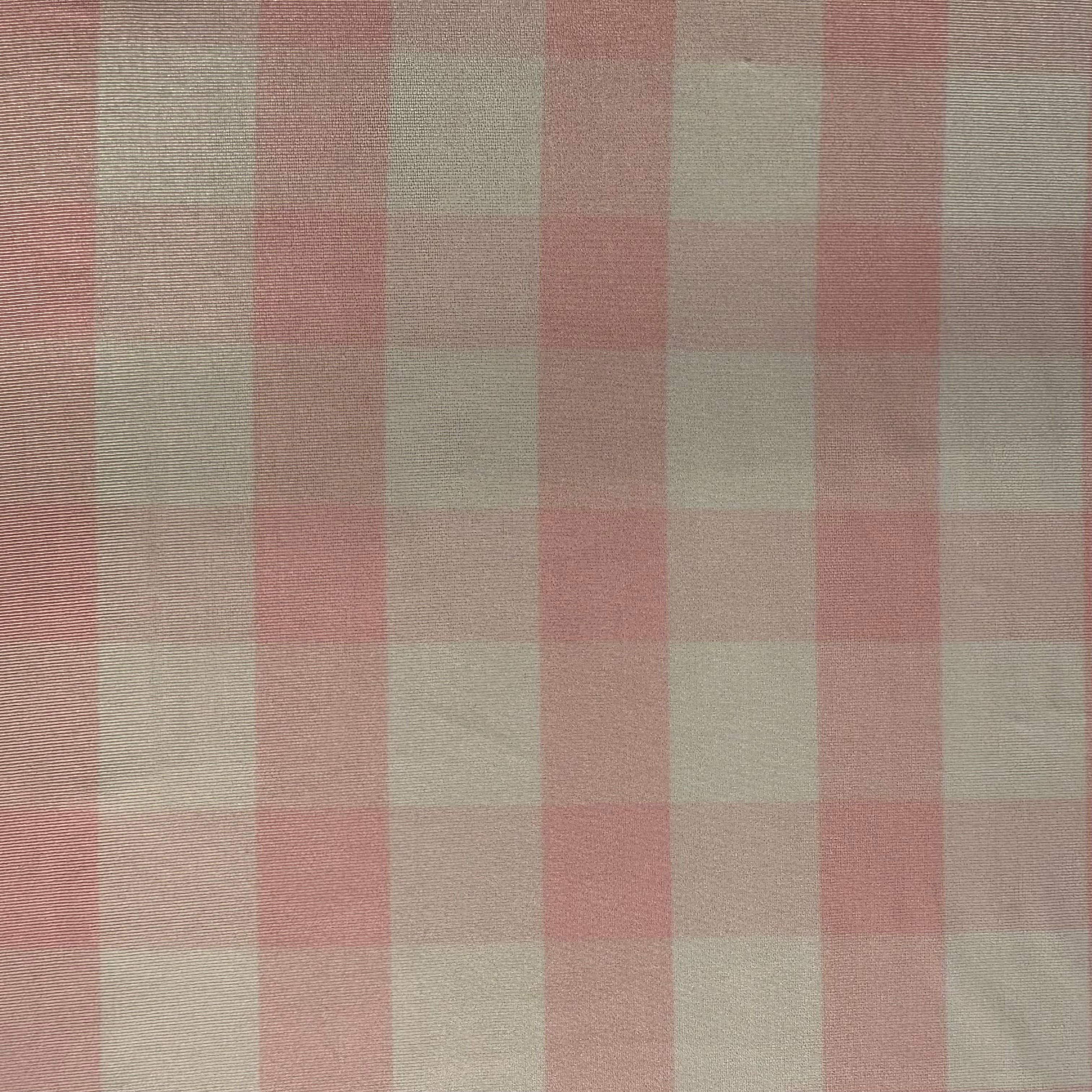 4 Way Stretch Polyester Spandex 1" Gingham Plaid Fabric | Spandex Palace Pink