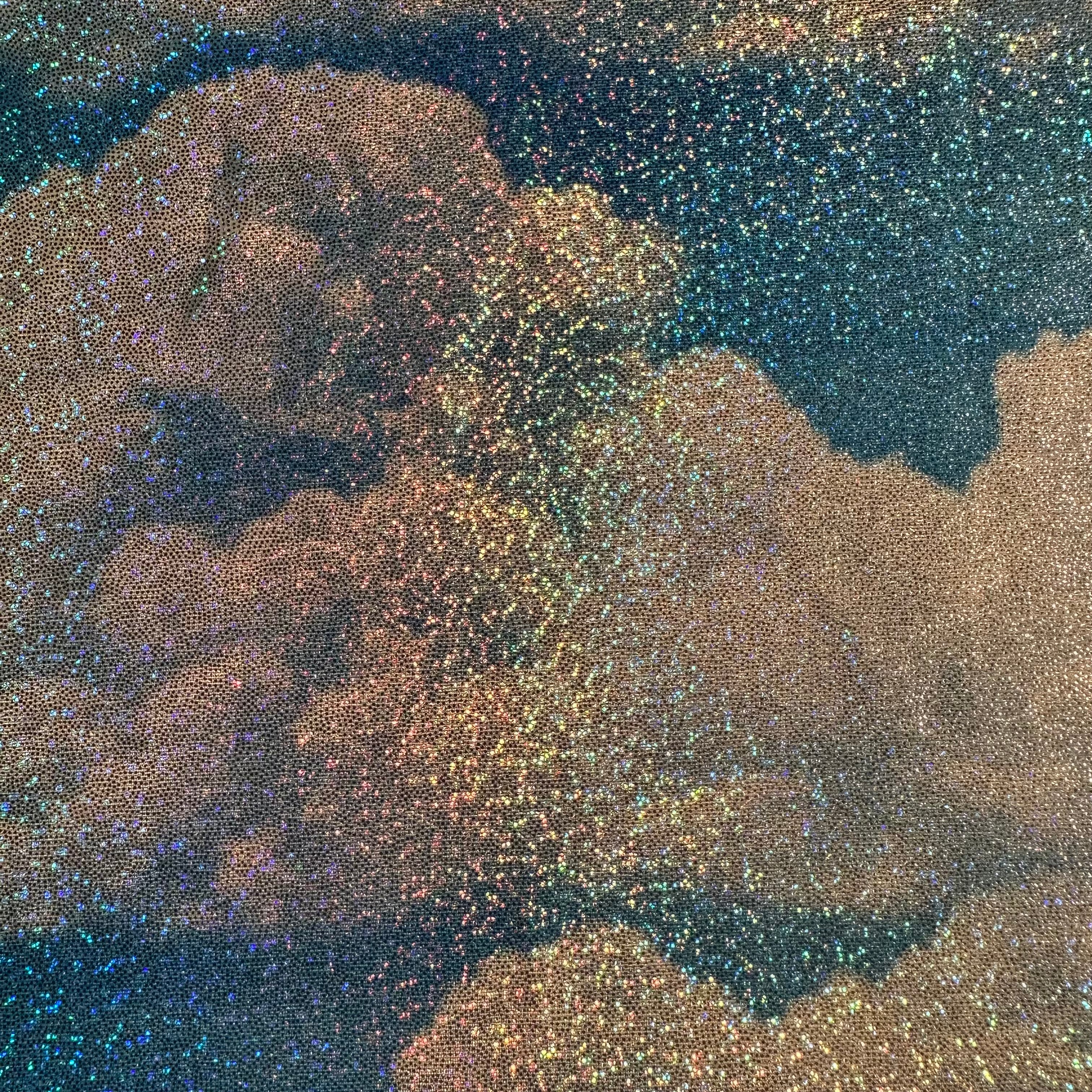 4 Way Stretch Polyester Spandex Cloud Hologram | Spandex Palace Blue Holo Silver