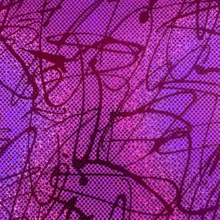 Double Foil Scribble Print Shattered Glass Fabric | Spandex Palace Hotpink
