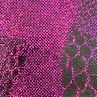 Double Foil Abstract Animal Shattered Glass Fabric | Spandex Palace Hot Pink