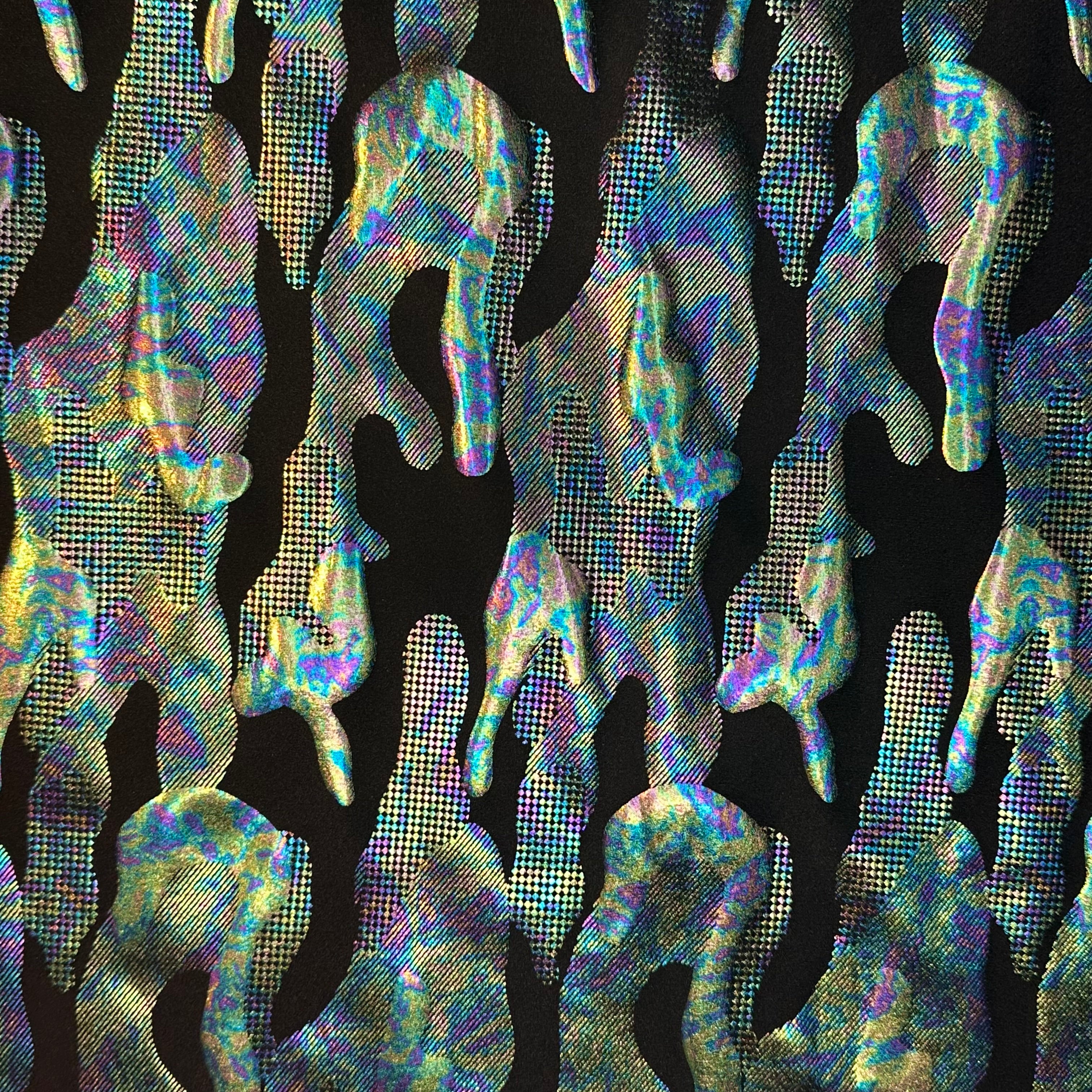 4 Way Stretch Polyester Spandex Army illusion Fabric | Spandex Palace Black Green Illusion