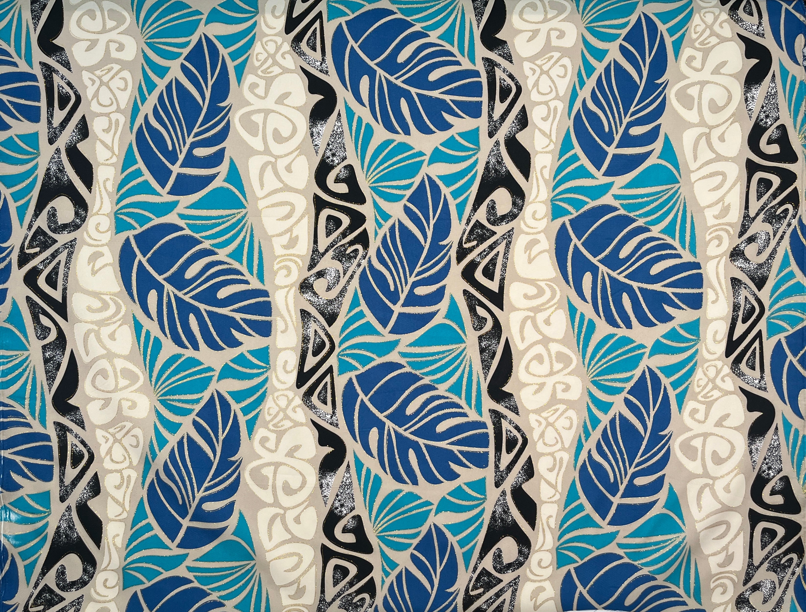 Monstera Tribal Print Fabric | Polyester Glitter l Spandex Palace