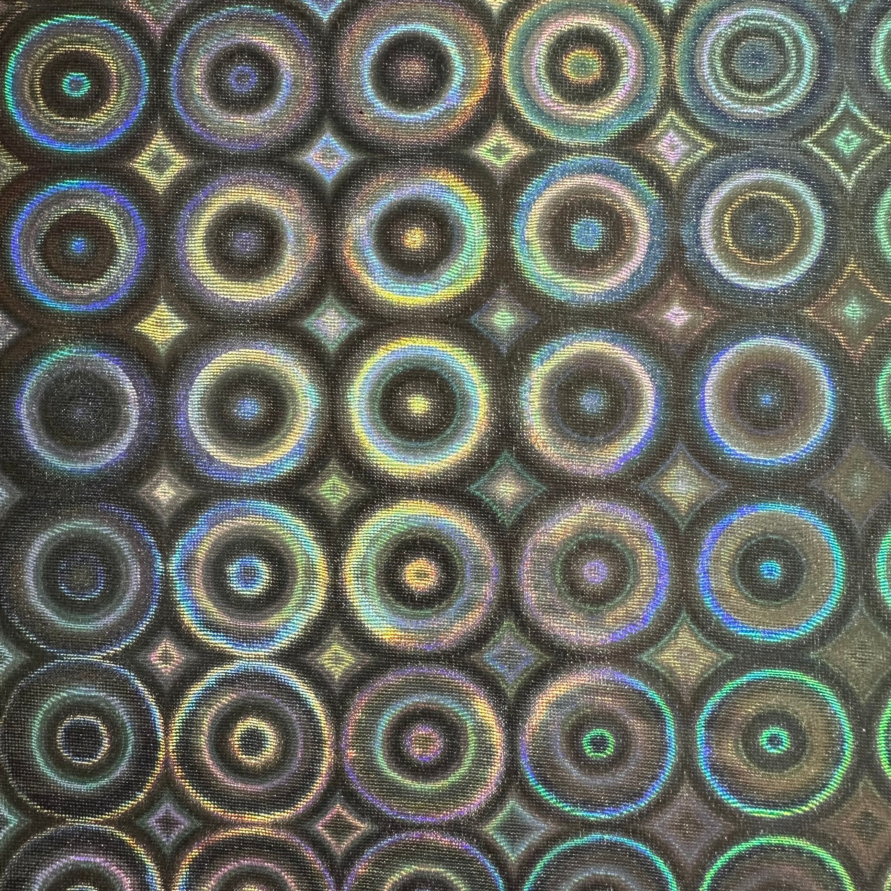 Bull's Eye Polyester Spandex Stretch  Fabric All Over Hologram | Spandex Palace Silver