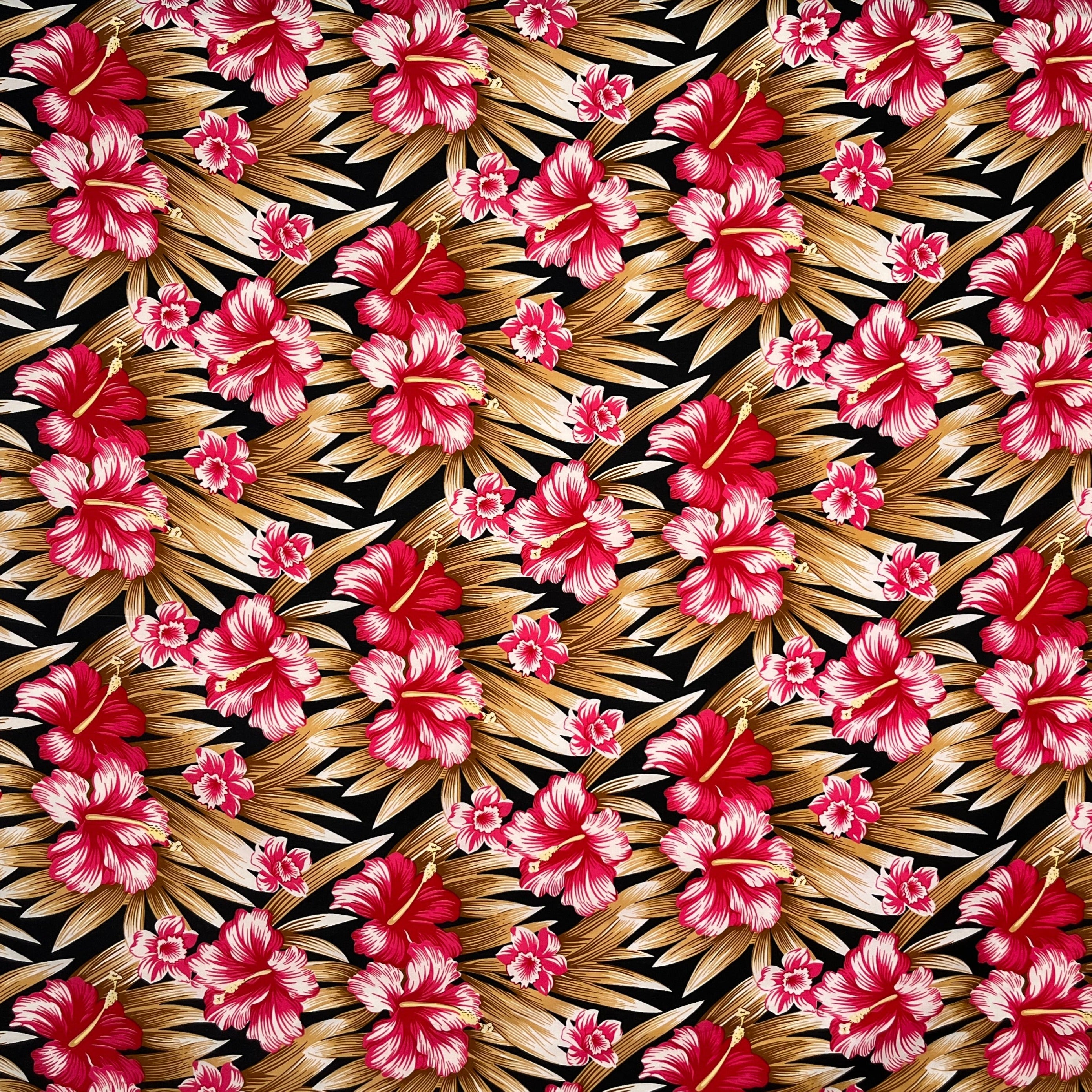 Multicolor Hibiscus Flowers Fabric | Polyester l Spandex Palace