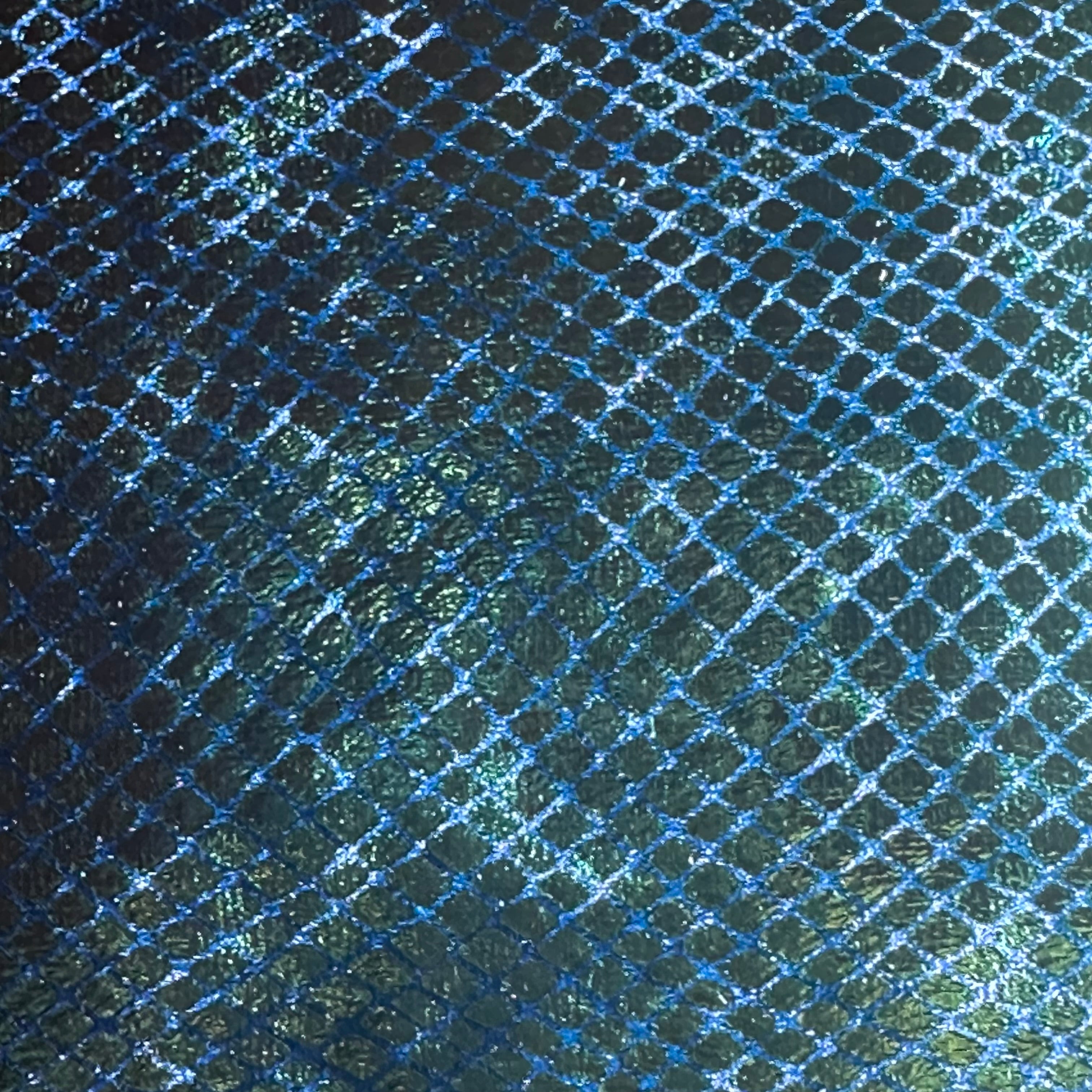 2 Way Stretch Polyester Spandex Velvet Fabric Foiled Diamond Snake   | Spandex Palace Blue Illusion