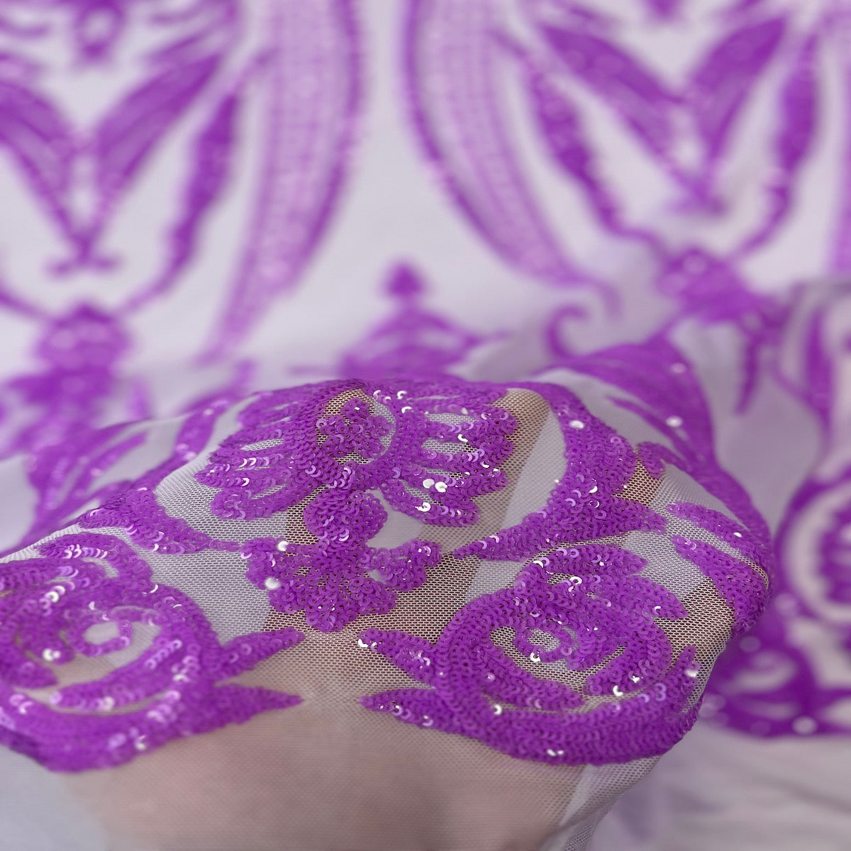 Catina Damask Stretch Sequins Fabric | Spandex Palace