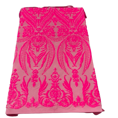 Catina Damask Stretch Sequins Fabric | Spandex Palace