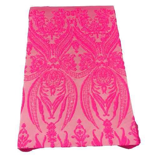 Catina Damask Stretch Sequins Fabric | Spandex Palace