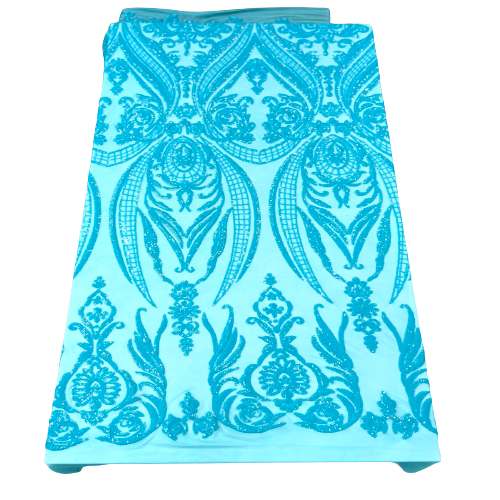 Catina Damask Stretch Sequins Fabric | Spandex Palace