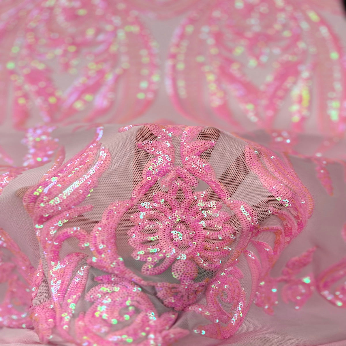 Catina Damask Stretch Sequins Fabric | Spandex Palace