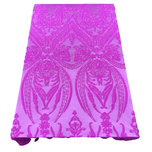 Catina Damask Stretch Sequins Fabric | Spandex Palace