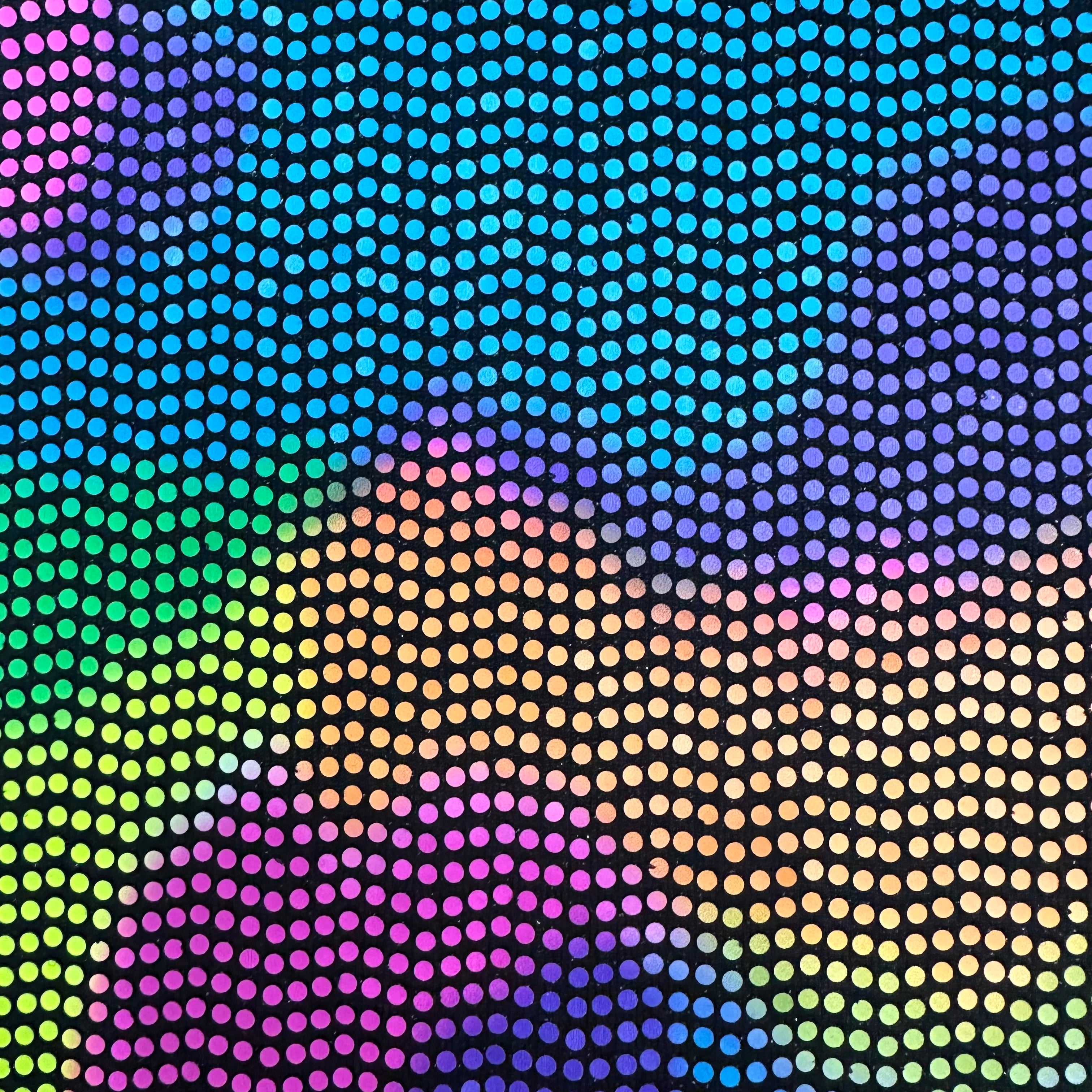 Nylon Spandex Metallic Neon Circle Trans Sequin Fabric |Spandex Palace Rainbow