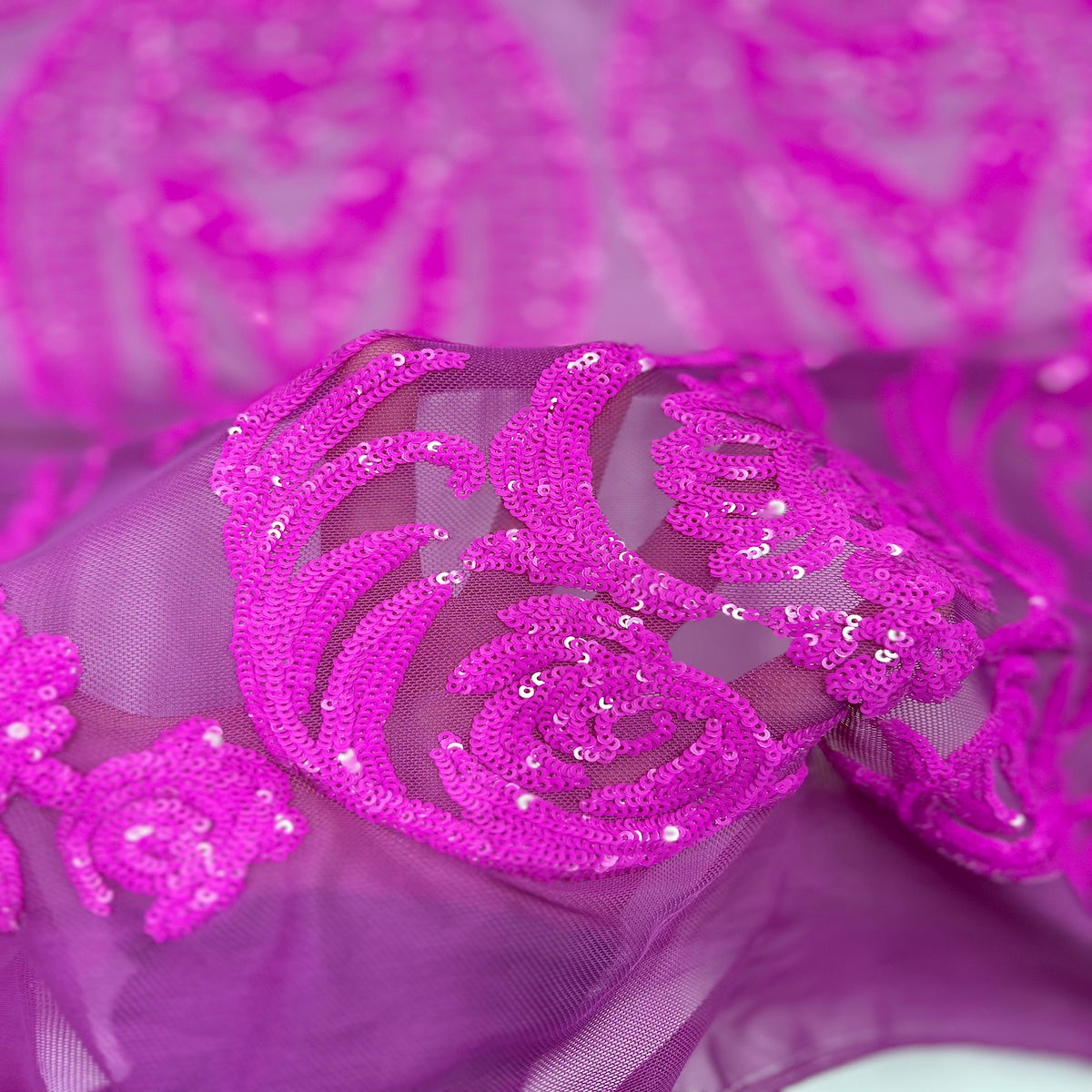 Catina Damask Stretch Sequins Fabric | Spandex Palace