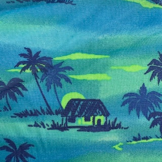 Island Design Power Mesh print Fabric | Spandex Palace Green