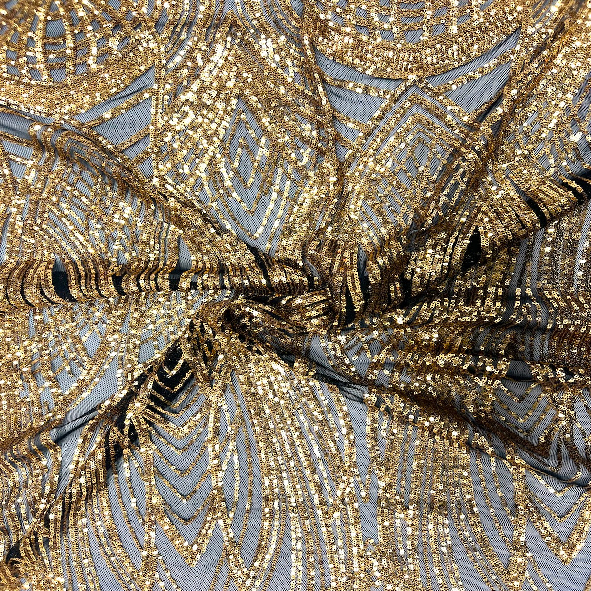 Selena Wave Stretch Sequins Fabric | Spandex Palace