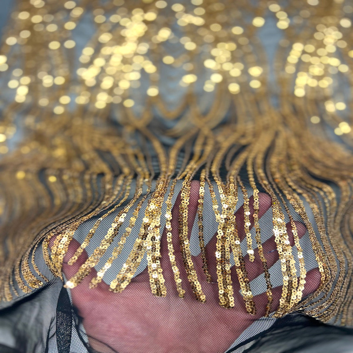 Selena Wave Stretch Sequins Fabric | Spandex Palace