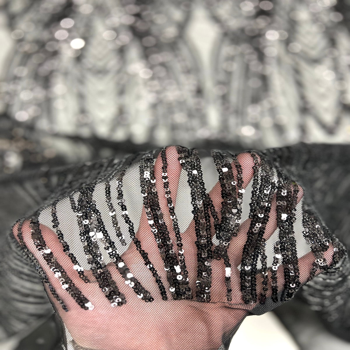 Selena Wave Stretch Sequins Fabric | Spandex Palace